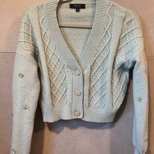 Willow Women's Soft Blue Cable Knit Cardigan